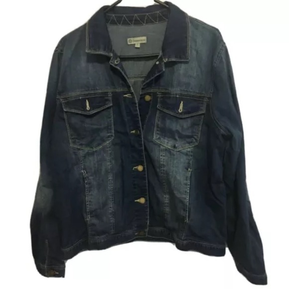Democracy Jackets & Blazers - Democracy Dark Wash Denim Jacket Size Large